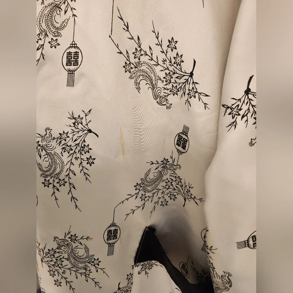 Black Reversible Chinese Satin Robe Dragon Embroidery Narii Vtg Size XL #QQ1041 - Picture 8 of 9